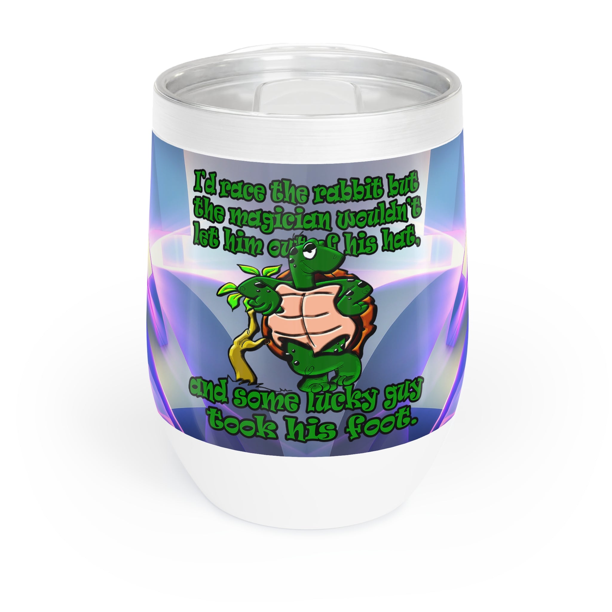 turtle race - Chill Wine Tumbler (grey-pink wave)