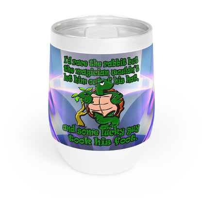 turtle race - Chill Wine Tumbler (grey-pink wave)