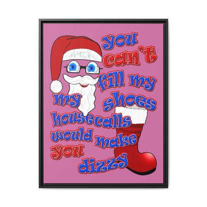 santa's shoes - framed canvas art (light pink)