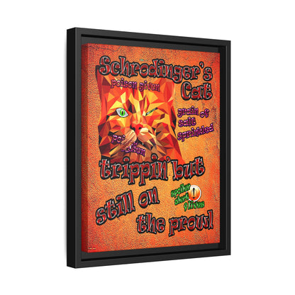 schrodinger's cat - framed canvas art (burnt orange)