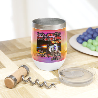 defy conquer reach - Chill Wine Tumbler (color blur)