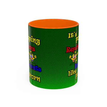 popping like popcorn - Accent Mug (logo green)