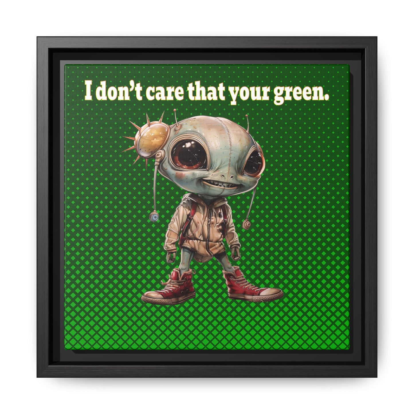 I don't care that your green - framed canvas art (logo green)