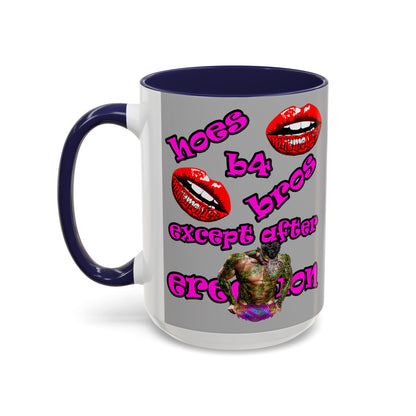 hoes b4 bros - Accent Mug (light grey)