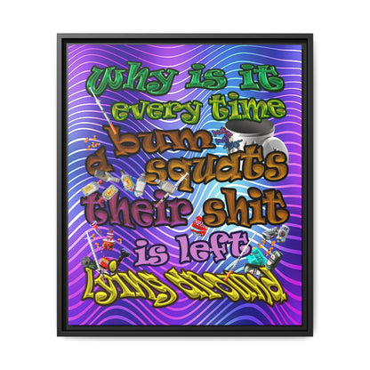 the bum's shit - framed canvas art (purple wave)