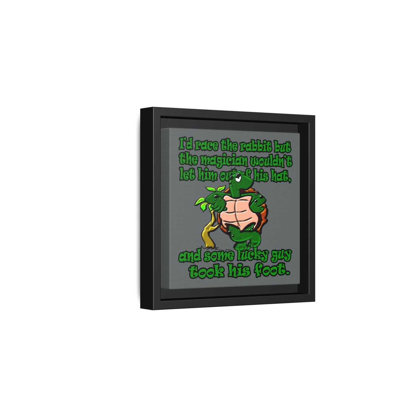 turtle race - framed canvas art (dark grey)