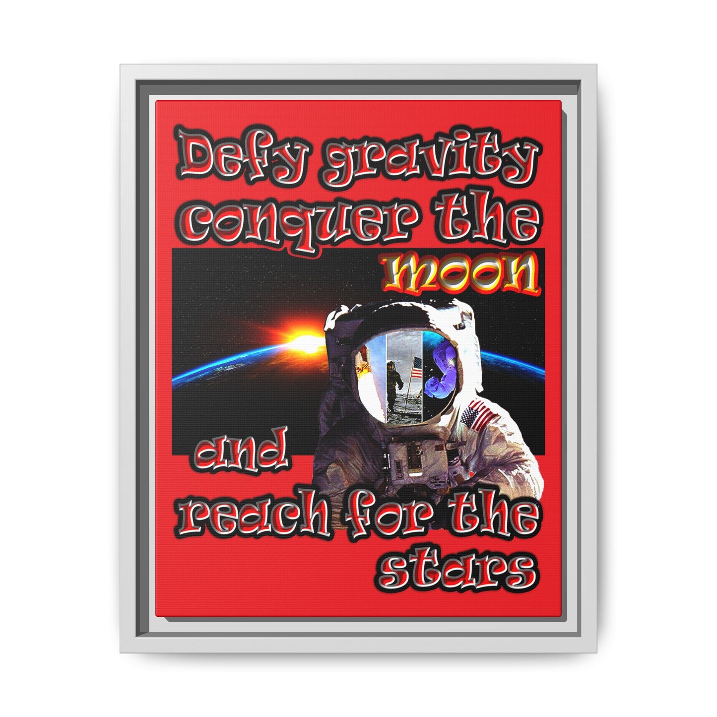 defy conquer reach - framed canvas art (red)