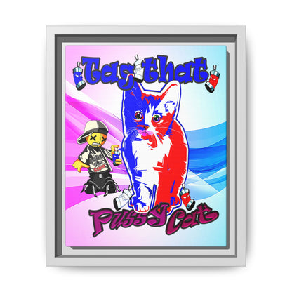 tag that - framed canvas art (light blue-pink wave)