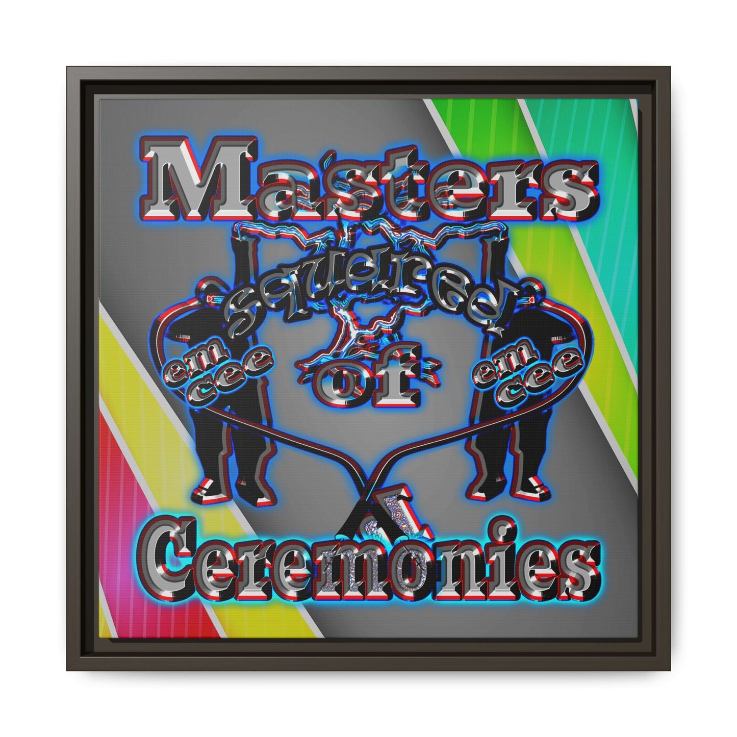 em cee squared - framed canvas art (rainbow split)