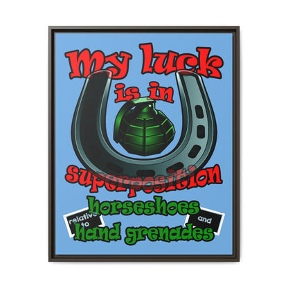 my luck - framed canvas art (light blue)