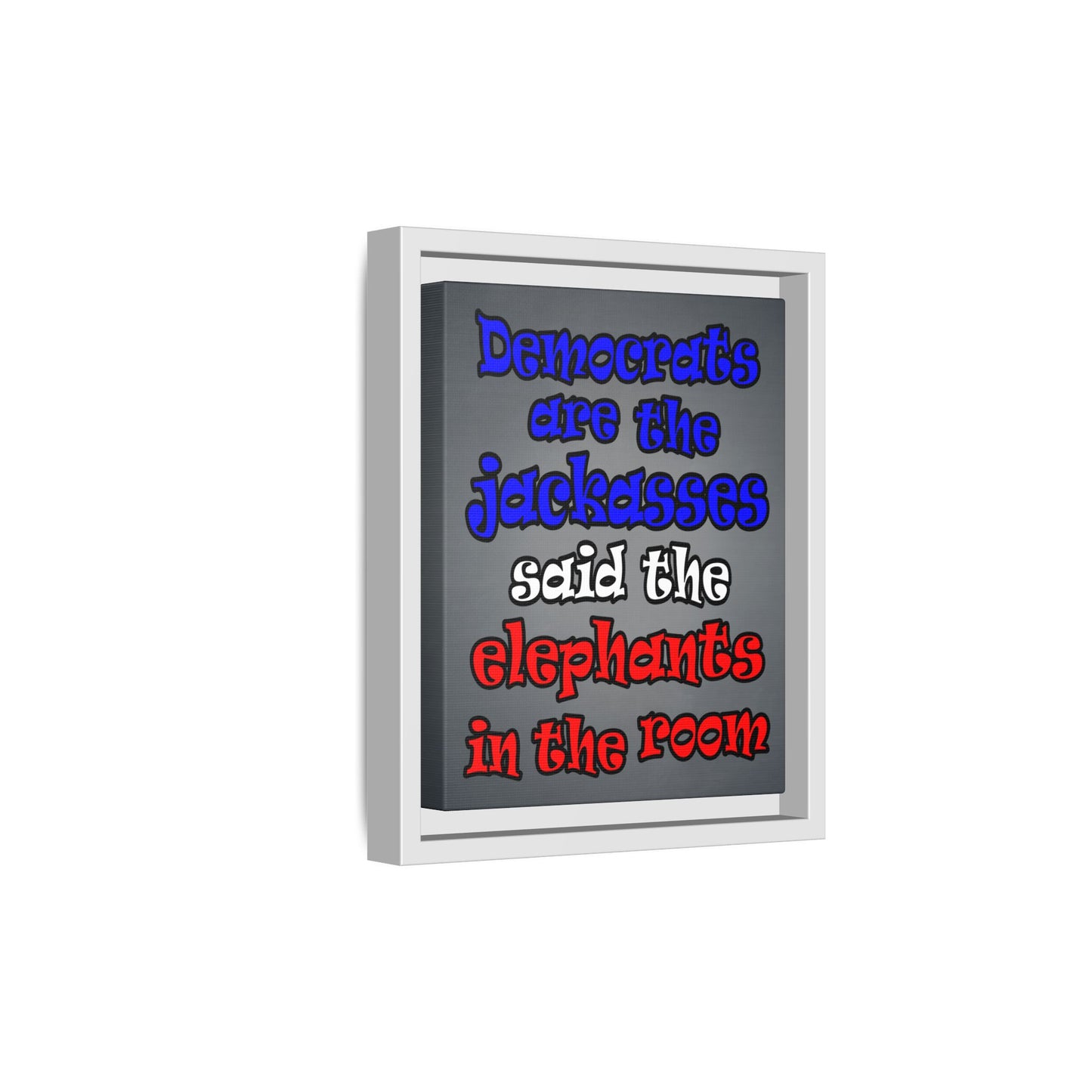 donkeys and elephants - framed canvas art (grey-light grey)