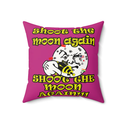 shoot the moon again - Faux Suede Square Pillow - (pink)