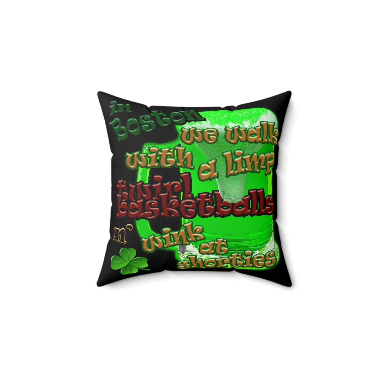celtics logo - Spun Polyester Square Pillow - (black)