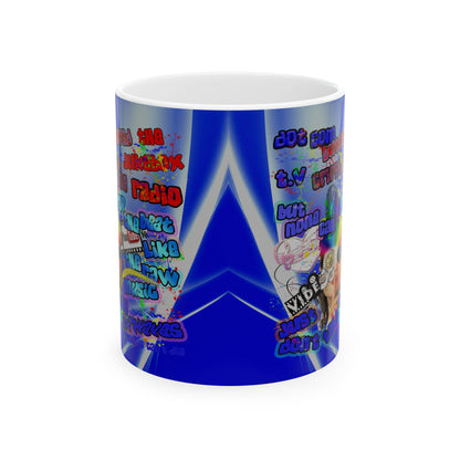 drop the beat - White Mug (blue-white wave)