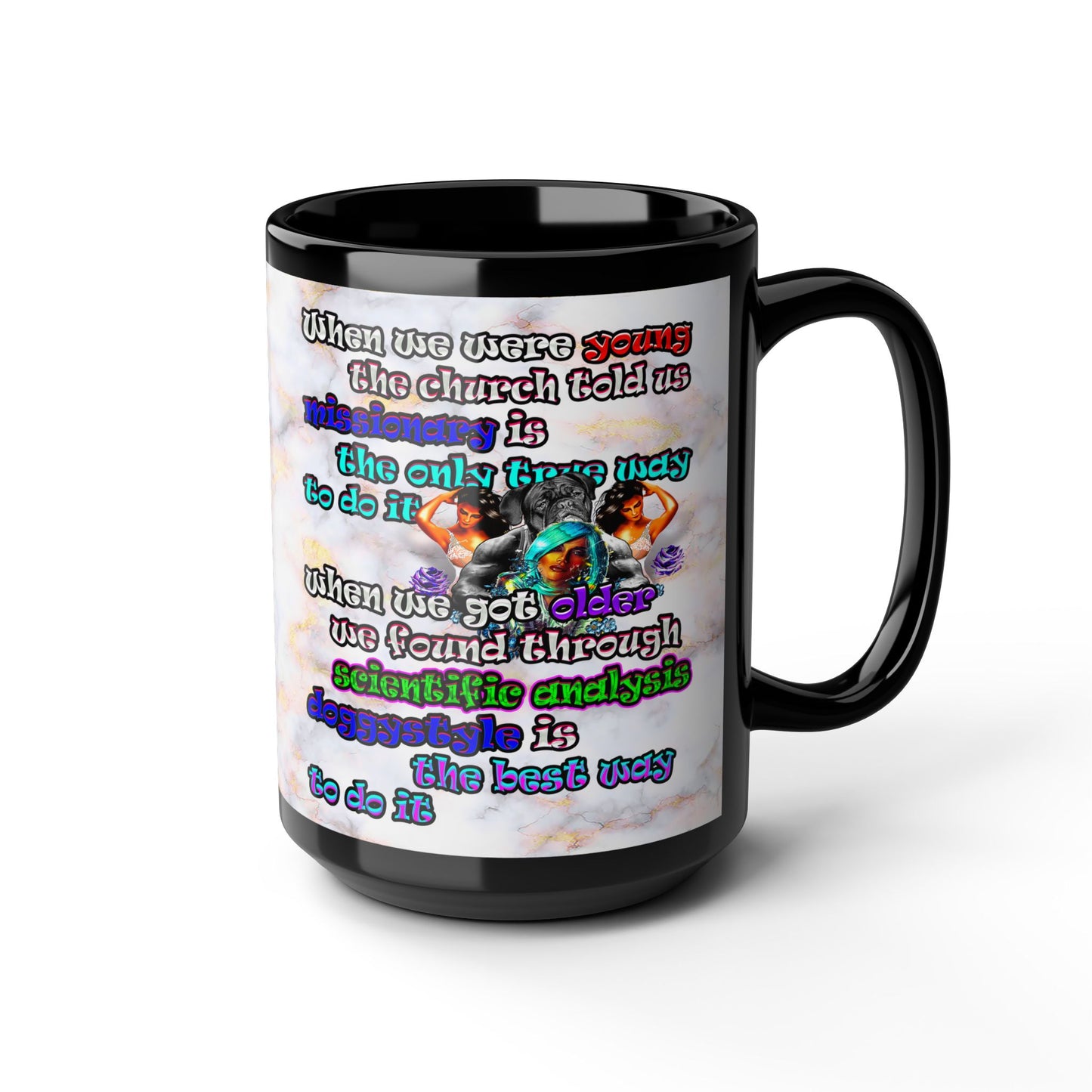 doggystyle - Black Mug (white marble)