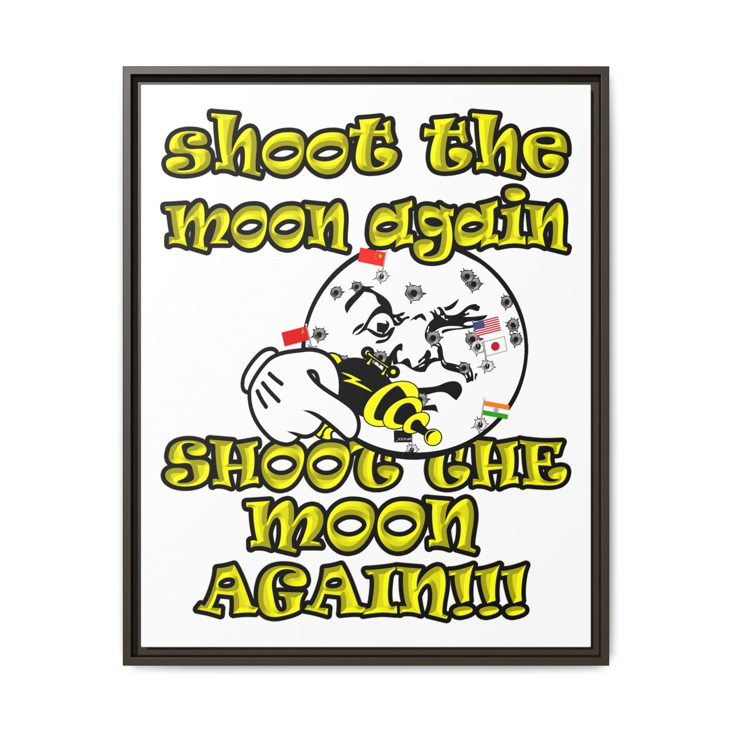 shoot the moon again - framed canvas art (white)