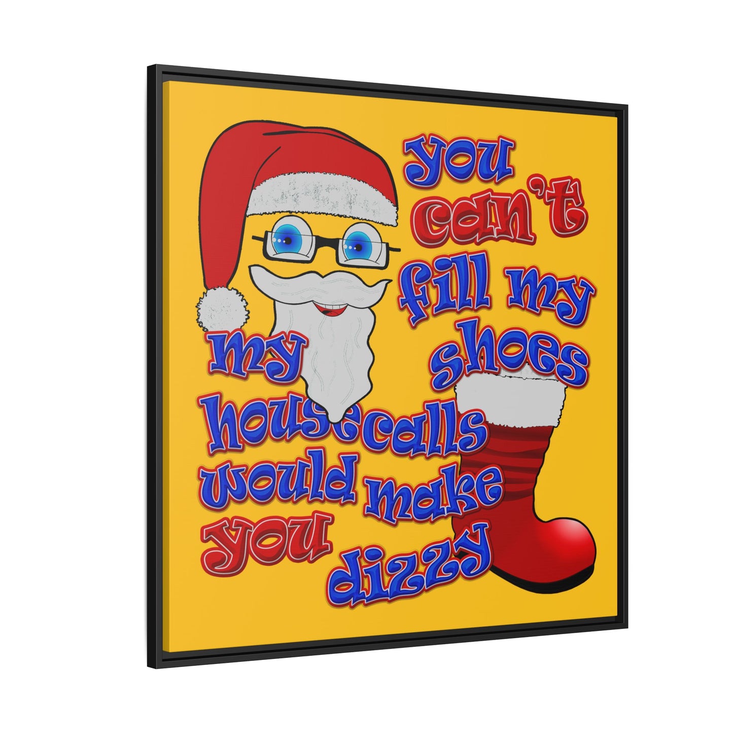 santa's shoes - framed canvas art (yellow)
