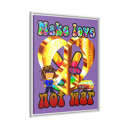 love peace - framed canvas art (light purple)