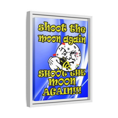 shoot the moon again - framed canvas art (blue-white wave)