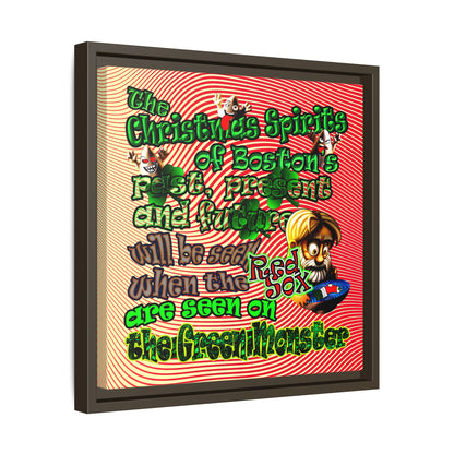christmas spirits of boston - framed canvas art (yellow-orange wave)
