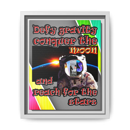 defy conquer reach - framed canvas art (rainbow split)