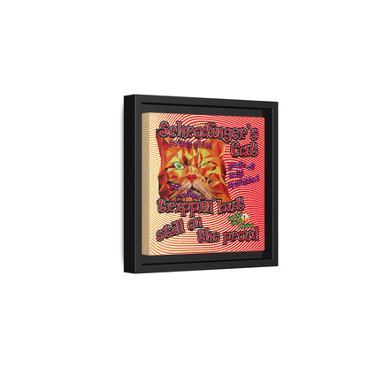 schrodinger's cat - framed canvas art (yellow-orange wave)