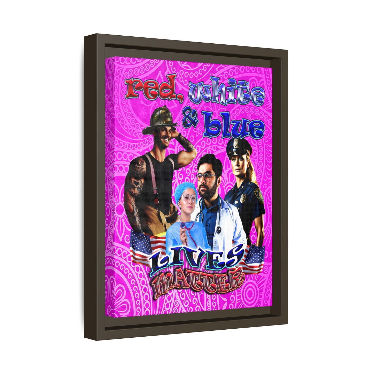 rw&b lives matter - framed canvas art (pink swirl)