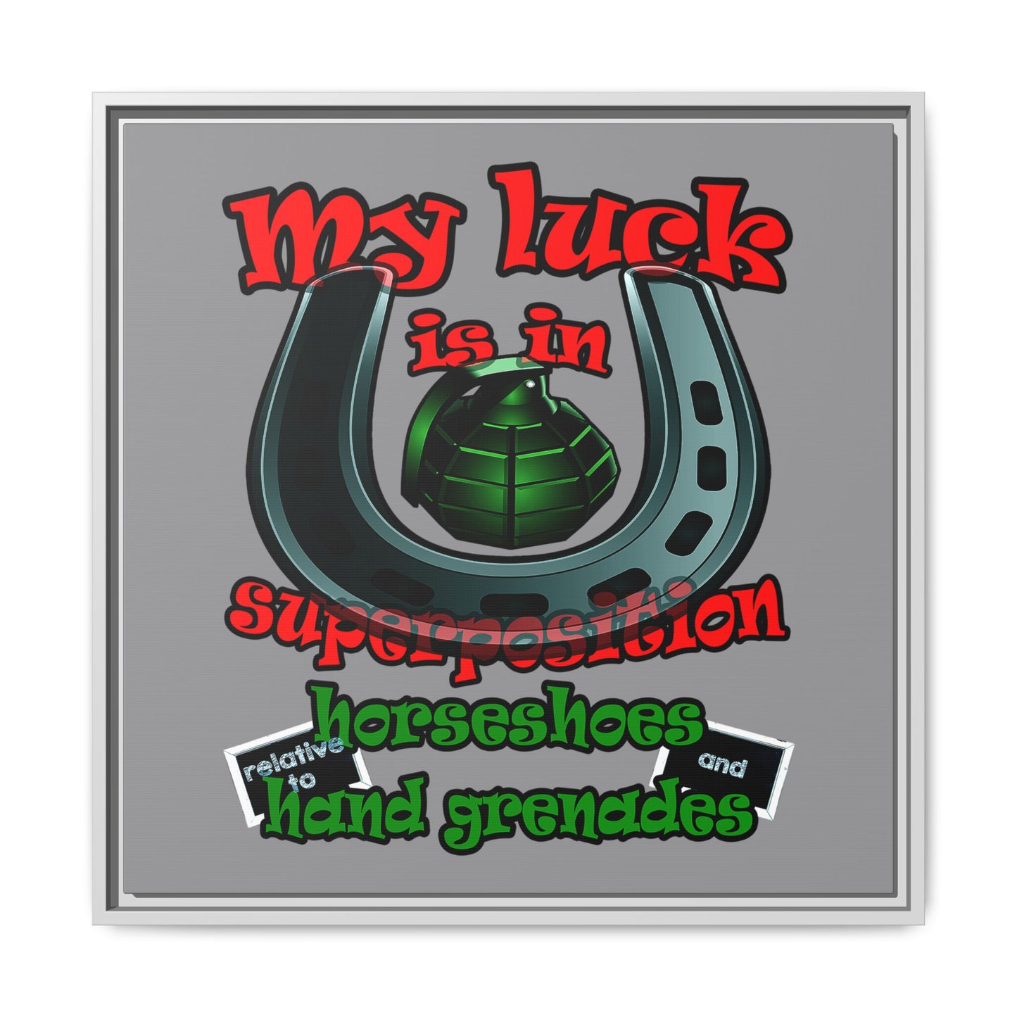 my luck - framed canvas art (grey)