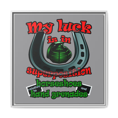 my luck - framed canvas art (grey)