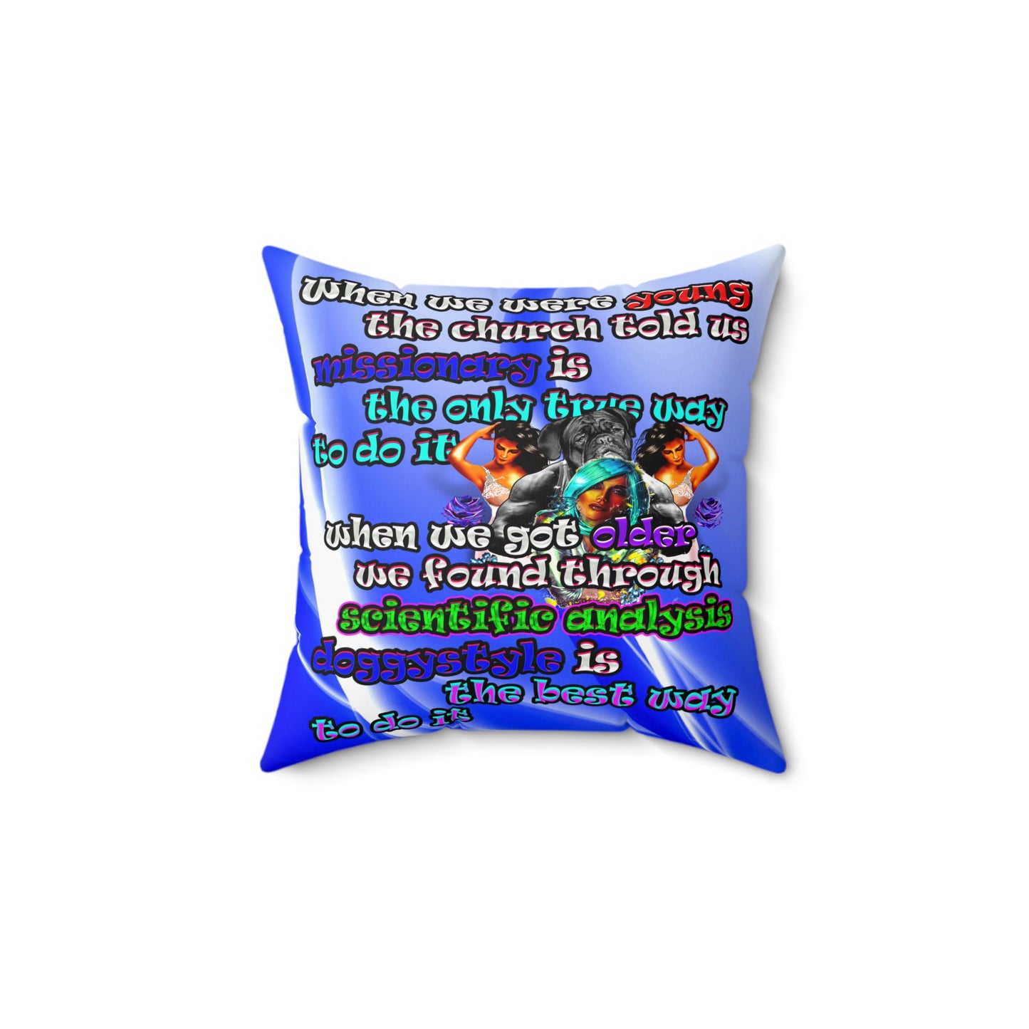 doggystyle - Spun Polyester Square Pillow - (blue-white wave)