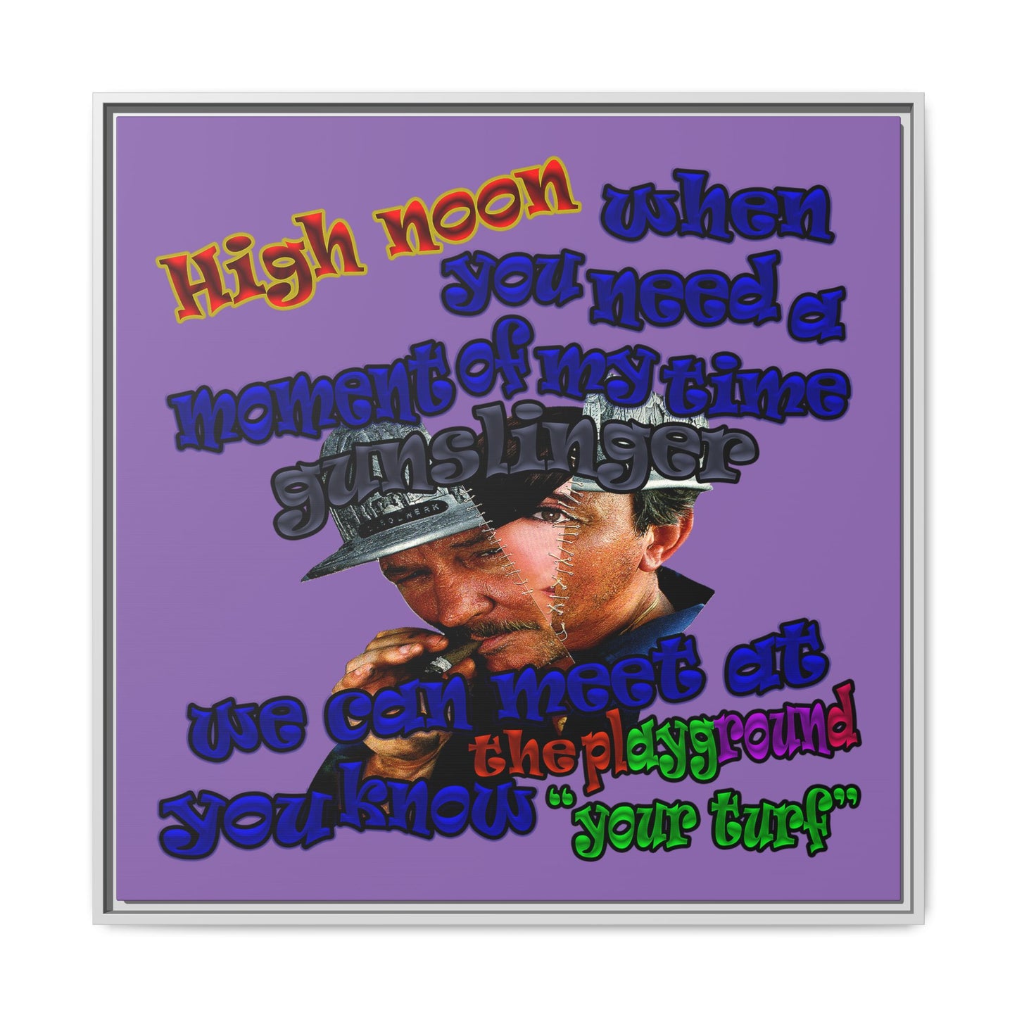 high noon - framed canvas art (light purple)