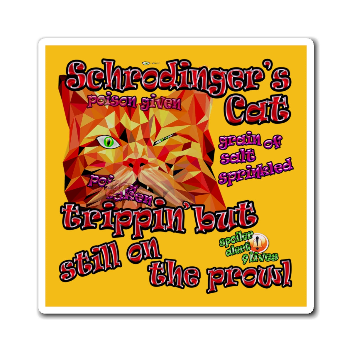 schrodinger's cat - Magnets - (yellow)