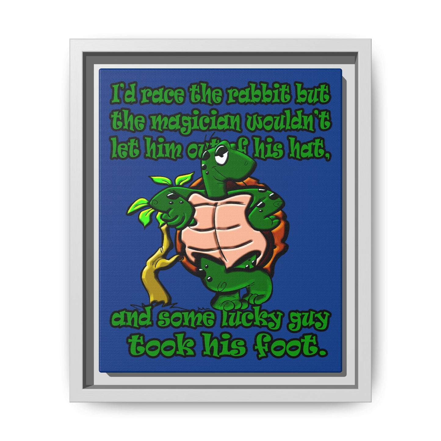 turtle race - framed canvas art (dark blue)