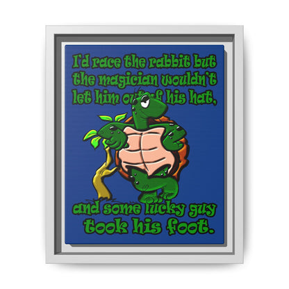 turtle race - framed canvas art (dark blue)