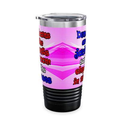 donkeys and elephants - Ringneck Tumbler, 20oz (light blue-pink wave)