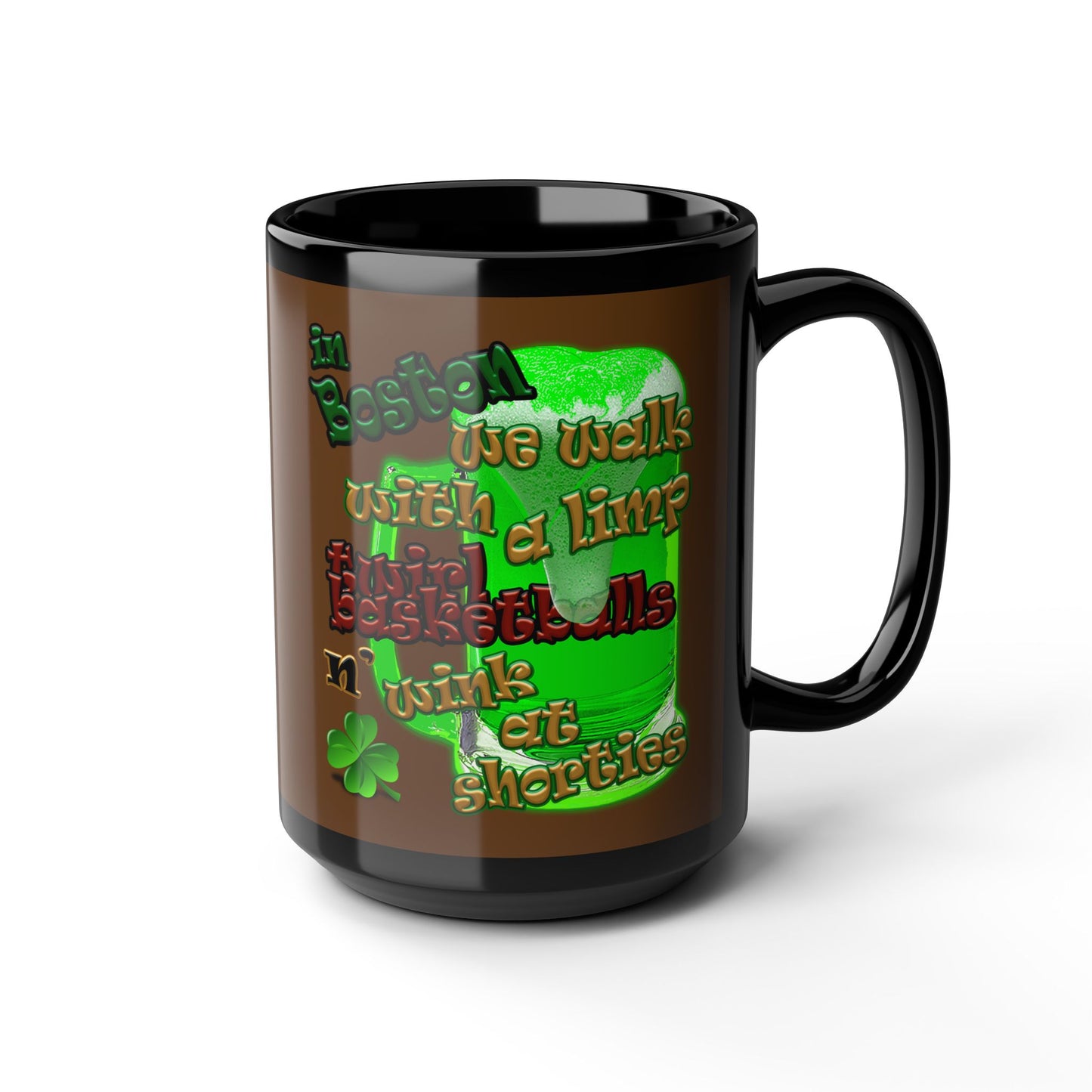 celtics logo - Black Mug (brown)