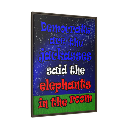 donkeys and elephants - framed canvas art ('snoops' background)