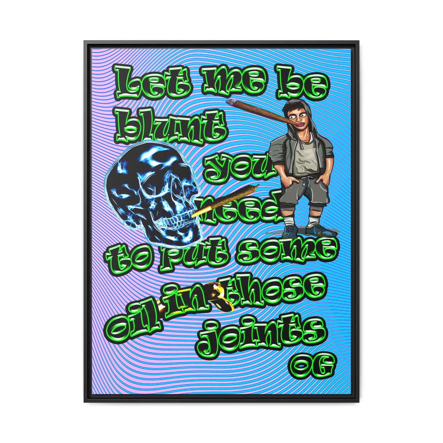 og - framed canvas art (light blue-purple wave)
