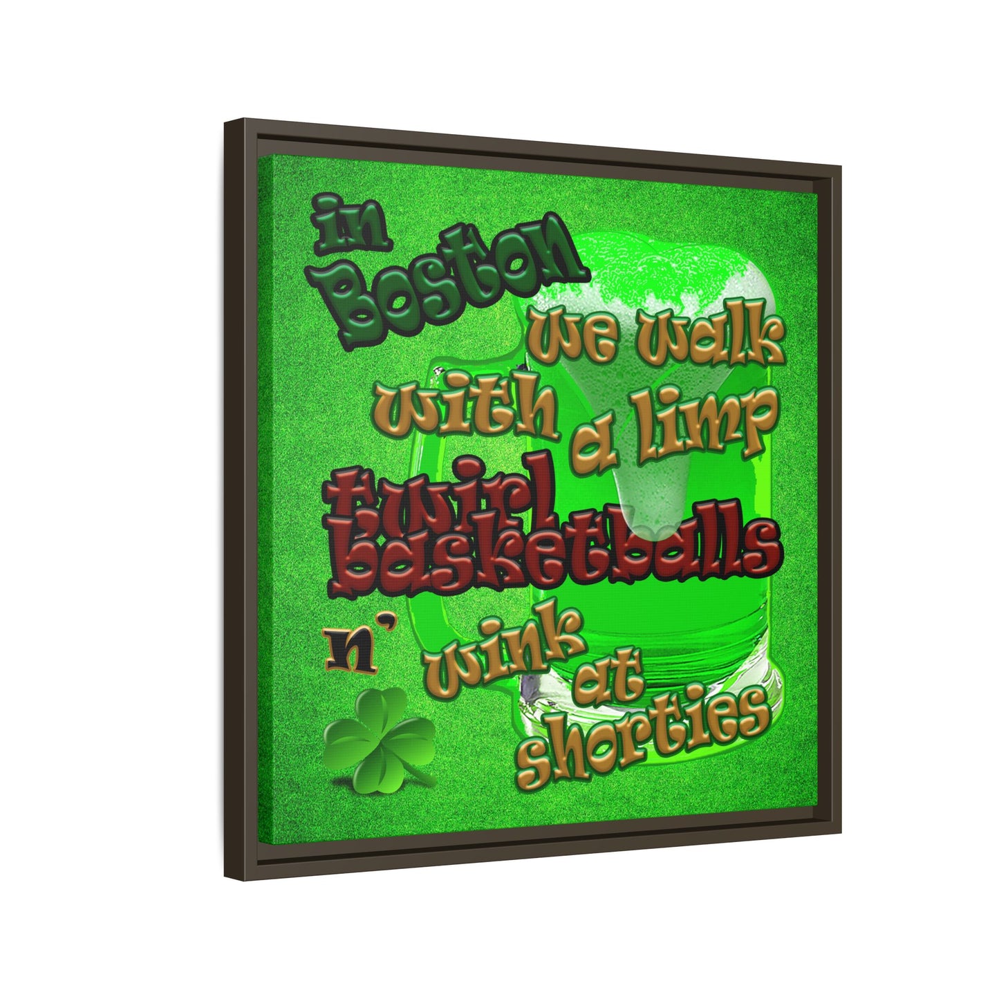 celtics logo - framed canvas art (green turf)