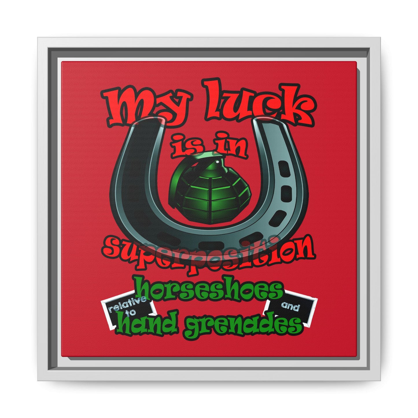 my luck - framed canvas art (dark red)