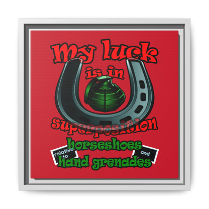 my luck - framed canvas art (dark red)
