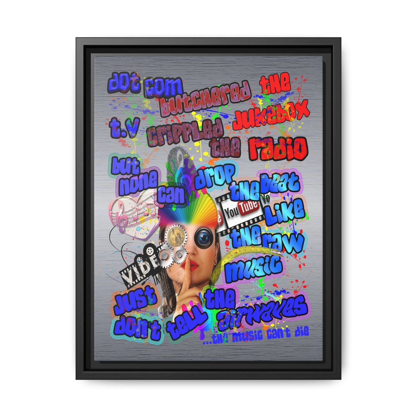drop the beat - framed canvas art (brushed nickel)