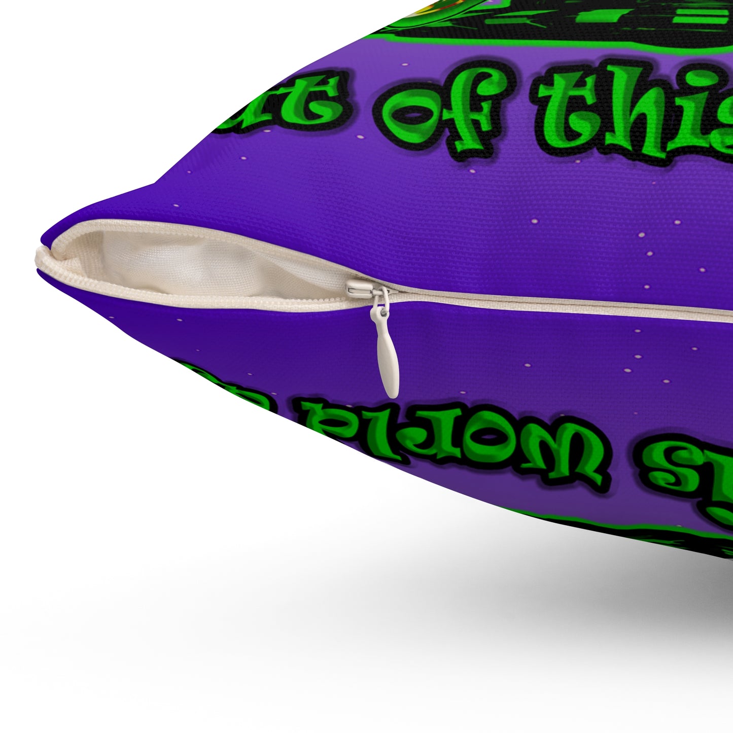 disc jockey - Spun Polyester Square Pillow - (purple-pink wave)