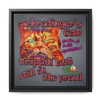 schrodinger's cat - framed canvas art (grey-light grey)