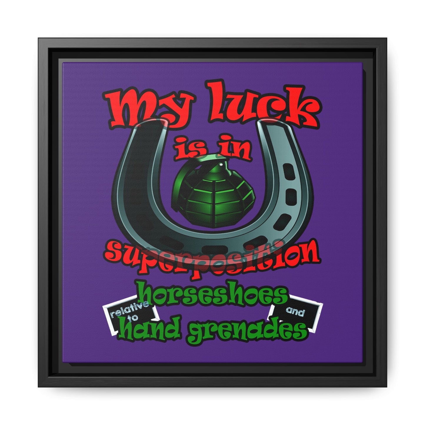 my luck - framed canvas art (purple)