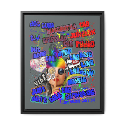 drop the beat - framed canvas art (dark grey)