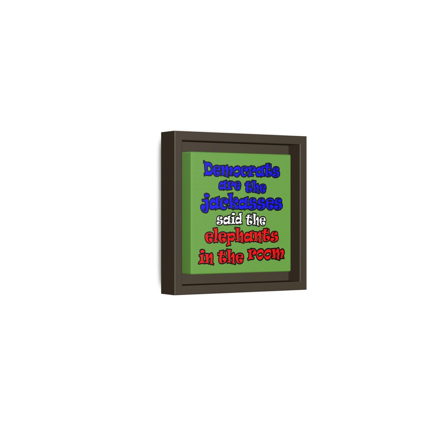 donkeys and elephants - framed canvas art (green)