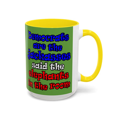 donkeys and elephants - Accent Mug (green)