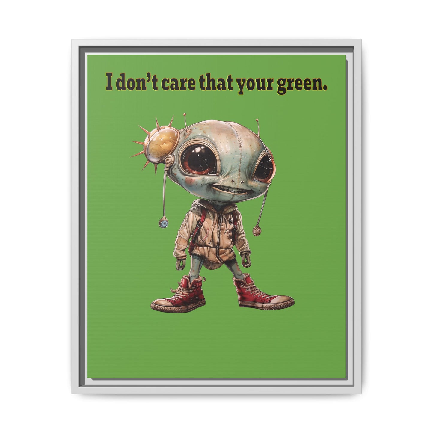 I don't care that your green - framed canvas art (green)
