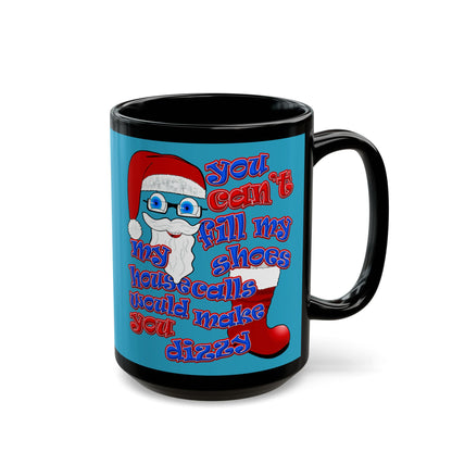 santa's shoes - Black Mug (turquoise)